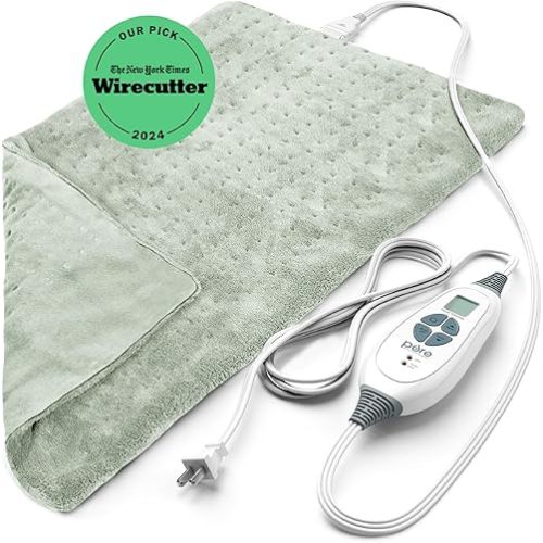 Heating Pad - 12" x 24" Electric Heating Pad for Back Pain & Cramps, 6 Heat Settings, FSA/HSA Eligible, Soft Machine Wash Fabric, Auto-Off & Moist Heat (Zen Green)