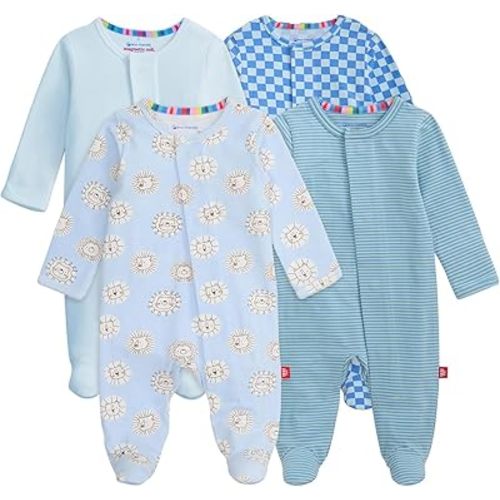 Magnetic Me Cloudstretch 4-Pack Bundle | Magnetic Baby Footie Pajamas (NB)