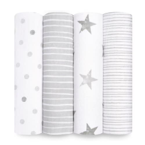 aden + anais | Cotton Muslin Swaddle 4pk | Dusty