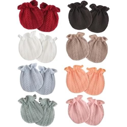Newborn Baby Mittens No Scratch Cotton Elastic Wrist Gloves Infant Toddler Mittens for Baby Boy Girl 0-6 Months