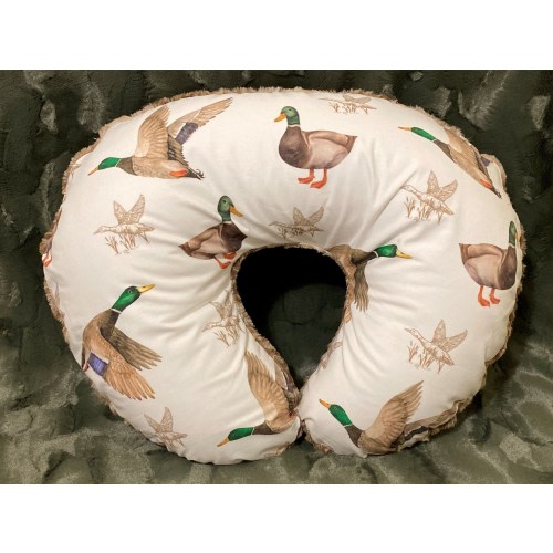 Duck Nursing Pillow Cover, Fawn Minky Woodland Nursing Pillow Cover, Green, Cream and Brown