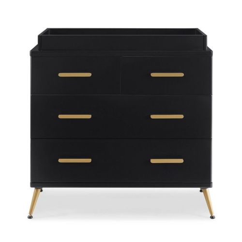 Delta Children Sloane 4 Drawer Dresser with Changing Top and Interlocking Drawers, Color: Black/Bronze