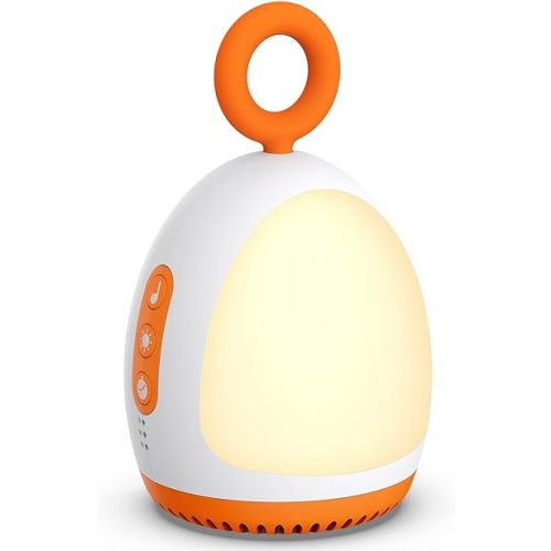 Dreamegg Sound Machine Baby, White Noise Machine with Night Light, 8 Soothing Sounds with Volume Control, Timer, Rechargeable, Portable Baby Sleep Soother for Kids Toddler Lullaby Nursery, Orange