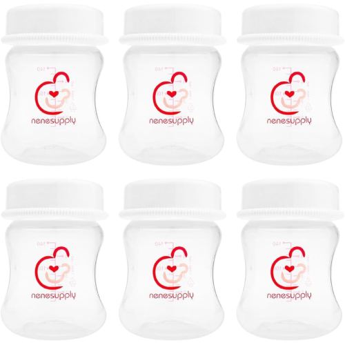 Nenesupply 4.7oz 6pc Wide Neck Breastmilk Storage Bottles Breast Pump Bottles Use on Pumping with Spectra S1 S2 Synergy Gold Breast Pumps Collection Replace Spectra Bottles for Pumping Wide Mouth