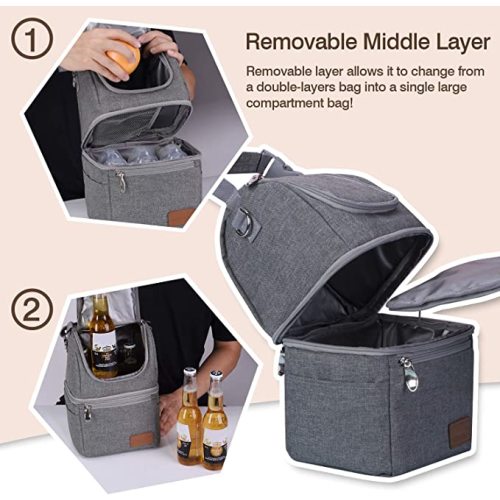 Momcozy Insulated Baby Bottle Bag, Multi-Function Breastmilk Cooler Bag, Fit as Wine Carrier or for Milk Bottles Like Dr. Brown, Comotomo, Philips, Nuk, Lansinoh, etc. - Grey