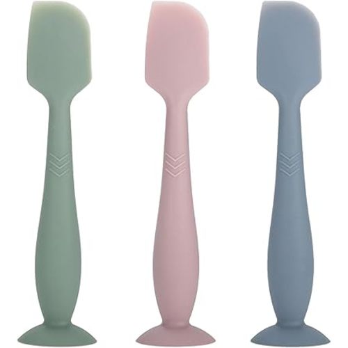 3 Pack Baby Diaper Cream Spatula Applicator, Soft Silicone Butt paste Spatula Diaper Cream Brush with Suction Cup Base (Cyan, Pink, Green)