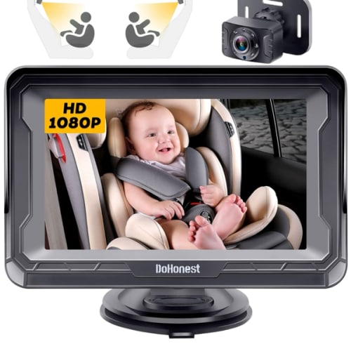 DoHonest Baby Car Camera HD 1080P - Rear-Facing Car Baby Monitor with Night Vision, Adjustable View Angle, Easy Setup, Anti-Glare Display, Safety for Kids & Infants
