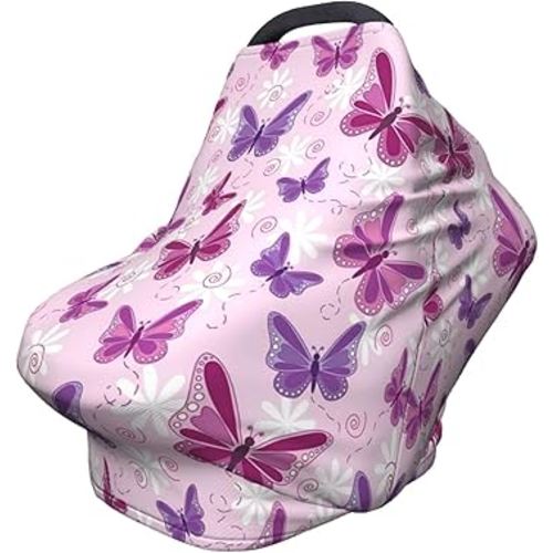 Cute Butterfly Baby Stuff Car Seat Covers Baby Multi-Use Car Seat Canopy Carrier Cover, Breathable Breastfeeding Cover Boys & Girls