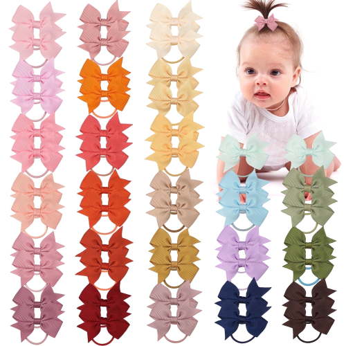 JOYOYO Baby Hair Ties with Bows for Toddler - 2 Inch Elastic Ponytail Holders Small Hair Ties For Baby Girls Infants Hair Accessories 50 Pieces