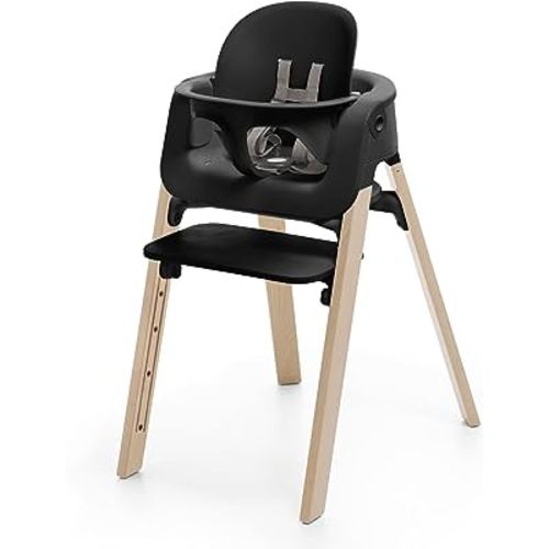 Stokke Steps High Chair, Black/Natural - 5-in-1 Seat System - Includes Baby Set - Suits Babies 6-36 Months - Chair Holds Up to 187 lbs. - Tool Free & Adjustable