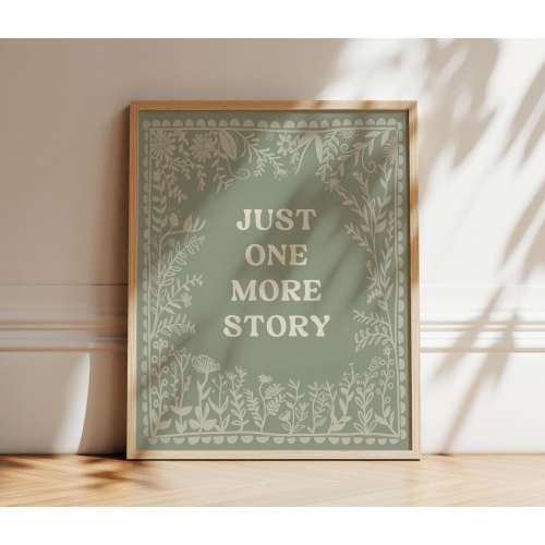 Nursery Quote Wall Art Print, Reading Children's Room Artwork, Just One More Story, I love to Read
