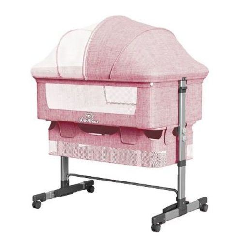 Infurnic Cots Baby Bassinet Bedside Sleeper Adjustable Portable Bed for Baby, Easy Folding Portable Bassinet for Newborns, Pink, 35"*23"*50"