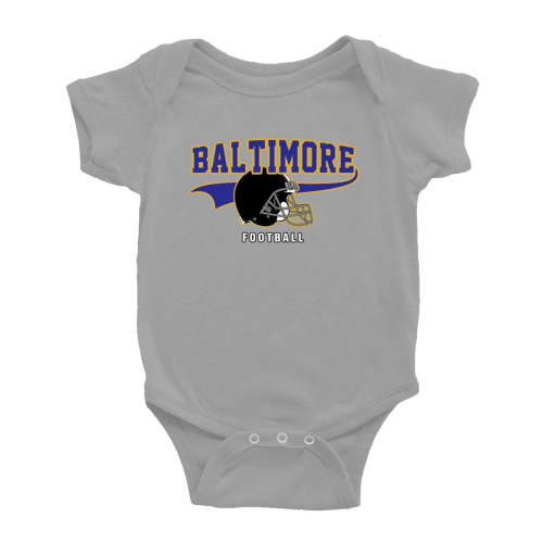 Cute Baltimore One-piece Outfits Football Jersey Baby Clothes (Gray, 3-6 Monthes)