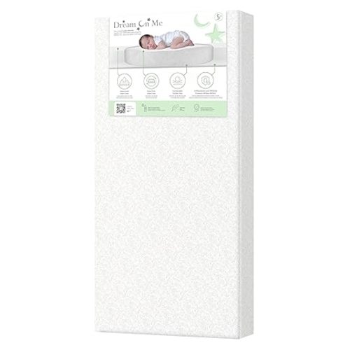 Dream On Me Serene Snooze 5” 2-in-1 Crib & Toddler Mattress, Dual-Sided Infant & Toddler Support, Waterproof & Stain Resistant, GREENGUARD Gold & Baby Safety Alliance Certified – Paisley