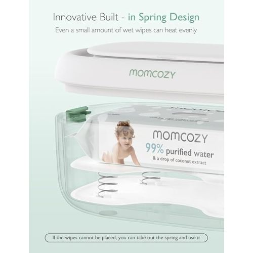 Momcozy Baby Wipe Warmer, Innovative Spring Design, Large Capacity Wipes Dispenser, Fast and Even Heating, 4 Modes of Temperature Heating Control, Diaper Wipe Warmer with Night Light