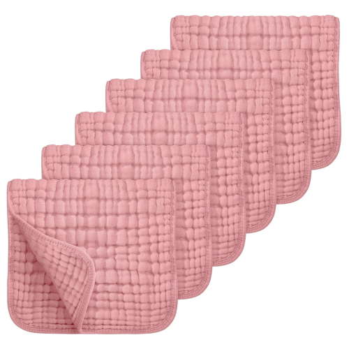 Muslin Burp Cloths 100% Cotton Muslin Cloths Large 20''x10'' Extra Soft and Absorbent 6 Pack Baby Burping Cloth (Bean Paste)