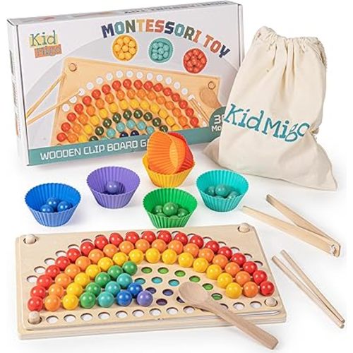 Montessori Sorting and Stacking Toys, Sensory Fine Motor Skills Toy with Color Sorting Balls, Counting & Matching Game, Preschool Learning Educational Toy, Toddler Gift Age 3+