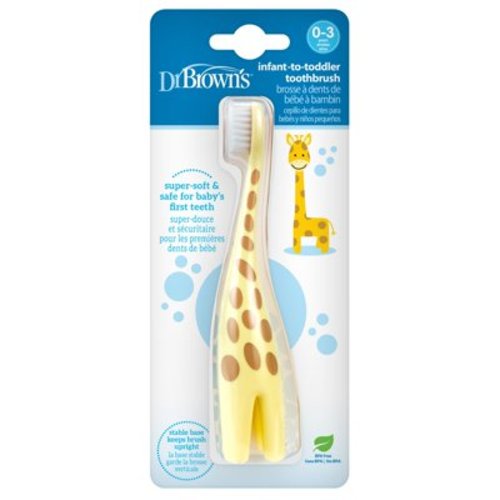 Dr. Brown's Baby's First Toothbrush, Infant to Toddler Training, Soft Bristles, Giraffe Design, 0-3 Years, 1 Pack