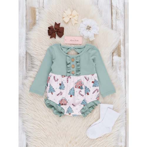 Mint Christmas Village Ruffle Bubble