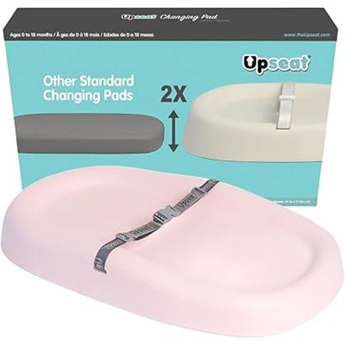 Upseat Baby Changing Pad, Non-Slip Grippy Design, Premium Cushioned Foam, Contoured for Comfort, Waterproof and Easy-to-Clean, Liquid-Resistant (Pink)