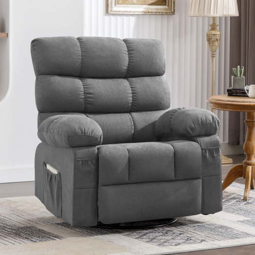 JONPONY Swivel Rocker Recliner Chair, Ergonomic Lounge Chair for Living Room,Small Spaces with Rocking Function,360° Swivel,Side Pocket,Gray