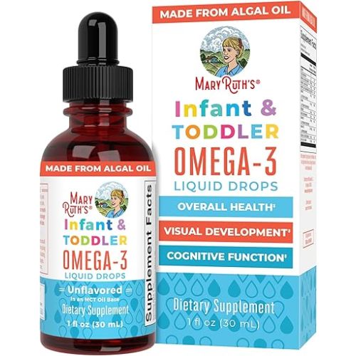 MaryRuth Organics Infant and Toddler Omega-3 Liquid Drops by | 200mg DHA and 2mg EPA Per Serving | Overall Wellness and Healthy Development | Unflavored | 1 Fl Oz