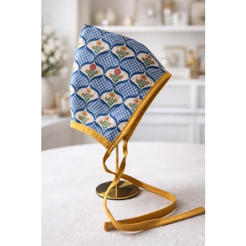 Floral Reversible Geometric Scandanavian Nordic Print Cotton Pixie Gnome Baby Bonnet Hat Spring Summer