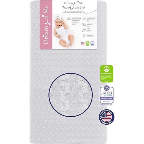 Honeycomb Orthopedic Firm Fiber Standard Baby Crib Mattress, Greenguard Gold and JPMA Certified, 5” Fiber Core Optimum Support, Fits Crib and Toddler Bed, Waterproof Vinyl Cover