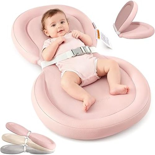Baby Changing Pad, Waterproof Wipe-Clean Non-Slip Foldable PU Surface with Adjustable Safety Belt, Compatible with Dresser & Changing Table, 30"X18", Pink
