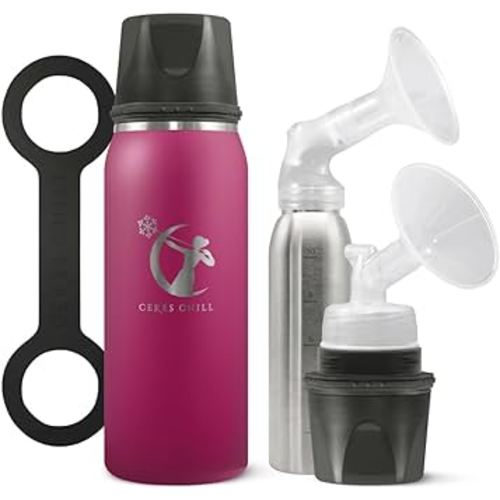 Breastmilk Chiller Reusable Storage Container by CERES CHILL | Keeps Milk Safe for up to 20 Hours | Connects w/Major Pumps(1 Chiller, Plum)