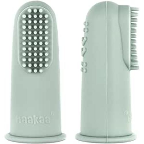 Amazon.com: haakaa Baby Toothbrush, Soft Food Grade Silicone Baby Teether Finger Tooth Brush for Toddler, Baby First Toothbrush Infant Teething Toys Training Toothbrush, 0 Months+,2 Pack, Pea Green : Health & Household
