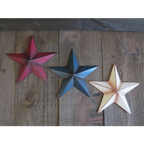 Set of 3 Country Primitive 6 inch Red White and Blue Barn Stars Rustic Patriotic USA Americana Rustic Craft Supplies Wall Decor