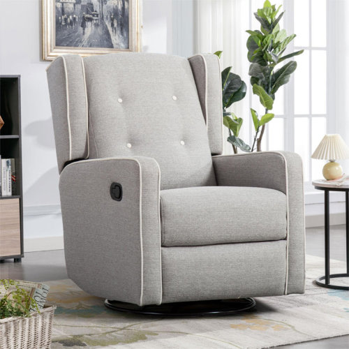 Wykoff 29.1'' Wide Modern Upholstered Manual Swivel and Rocker Standard Recliner with Wing Back