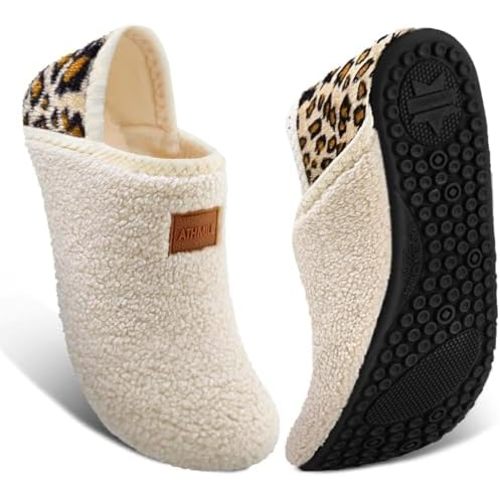 ATHMILE House Slippers for Women Men Indoor Barefoot Slippers Socks Furry Slip on House Shoes Cozy Comfy Slippers for Home Bedroom Travel Yoga
