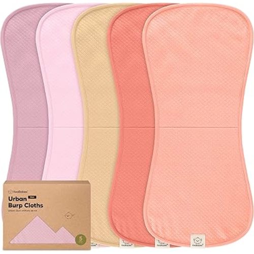 KeaBabies 5-Pack Organic Burp Cloths Baby Girl,Boy - Extra Large,Absorbent Baby Burp Cloths,Soft Burping Cloths for Babies,Newborn Burp Clothes,Cotton Burp Rags,Neutral Thick Burp Cloth (Muted Pastel)