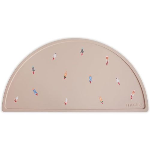 mushie Silicone Placemat for Kids | BPA-Free Non-Slip Design (Rocket Ship)