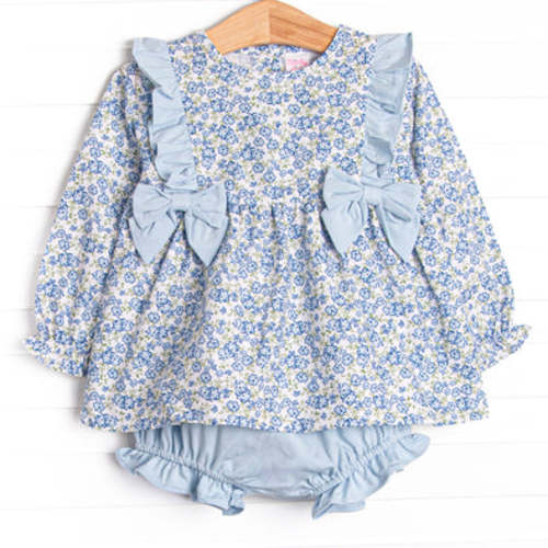 Saylor Floral Bow Diaper Set, Blue – Stitchy Fish