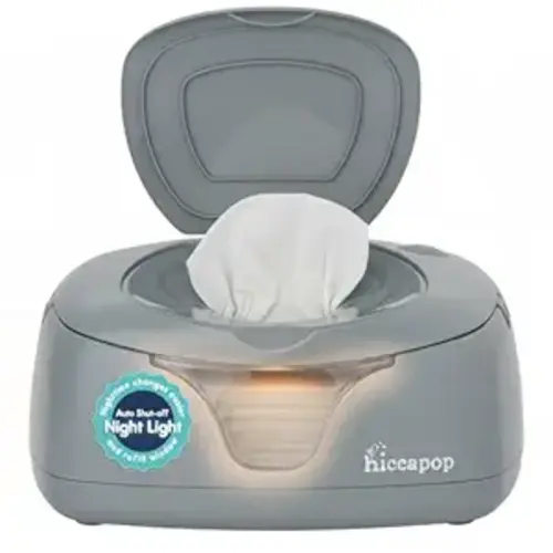 Hiccapop Baby Wipe Warmer and Baby Wet Wipes Dispenser | Baby Wipes Warmer for Babies | Diaper Wipe Warmer with Changing Light, Gray
