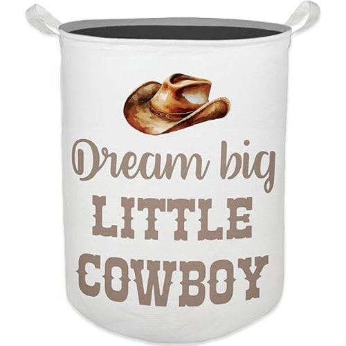 Cowboy Nursery Laundry Basket, Toybox for Boys Room, Western Baby Cowboy Laundry Basket Hamper Waterproof Collapsible Clothes Toys Storage Bin Organizer for Kids Room Playroom Bathroom