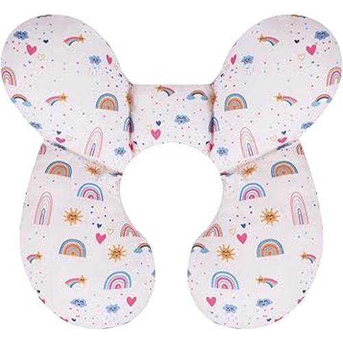 KAKIBLIN Baby Travel Pillow,Upgraded Baby Neck Pillows for Car Seat,Baby Support Pillow,Infant Neck Pillow for Toddler Head and Neck,Newborn Head Support for Car Seat,Pushchair (Rainbow)