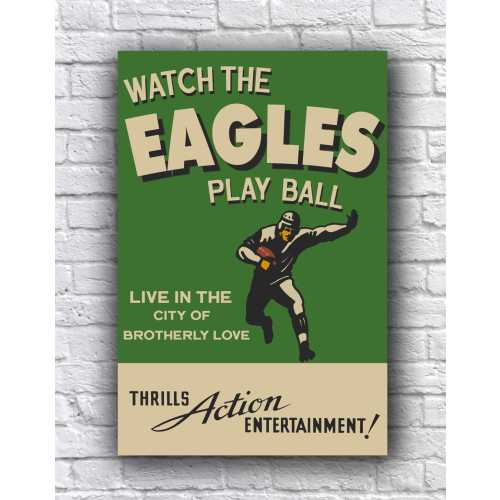 Philadelphia Eagles Football Live from The City of Brotherly Love Vintage Looking Promo 12" x 18" Cardstock Poster