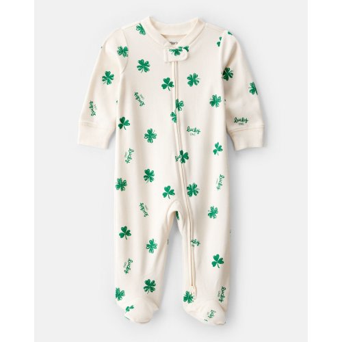 Baby St. Patrick's Day 100% Cotton Snug Fit 2-Way Zip Sleep & Play Pajamas - Ivory - Carter's | Carter's