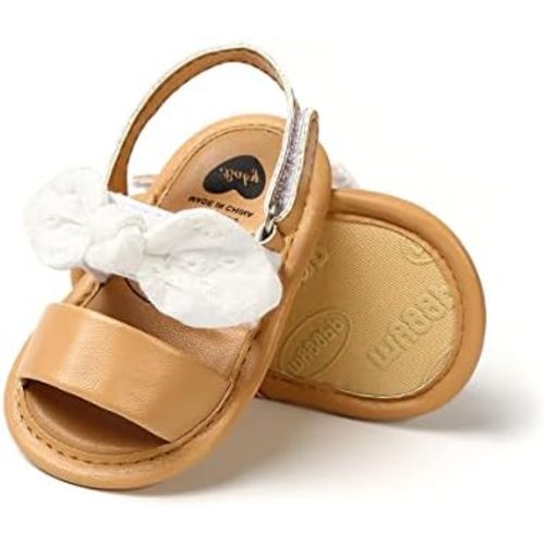 COSANKIM Infant Baby Girls Summer Sandals with Flower Soft Sole Newborn Toddler First Walker Crib Dress Shoes