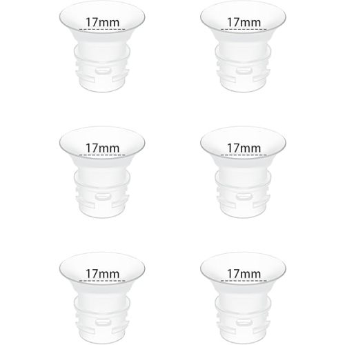 6pcs Flange Insert 17mm Compatible with eufy S1 pro/S1/E20/E10 Wearable Breast Pump, 17mm Flange Sizing Kit for eufy Pump, BPA Free Silicone, Comfortable and Precise Fit for Better Suction