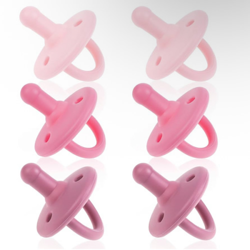 Sweet Child Pacifiers 0-18 Months, Set of 6 Ultra-Light Silicone Binkies with Collapsible Handle & 3 Air Holes for Added Safety, Best Newborn Pacifiers for Baby Boys Or Girls