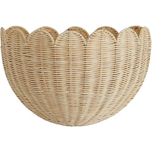 Woven Wall Baskets,Hanging Basket For Front Door Baskets,Garden Basket,Handwoven Scalloped Shaped Wall-Mounted Organizers,Rattan Decoration For Bedroom And Bathroom