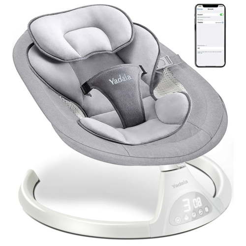 Baby Swing for Infants, Bluetooth Swing Electirc Baby Rocker Bouncer, Intelligent Auto Swing with 5 Speed, Gray
