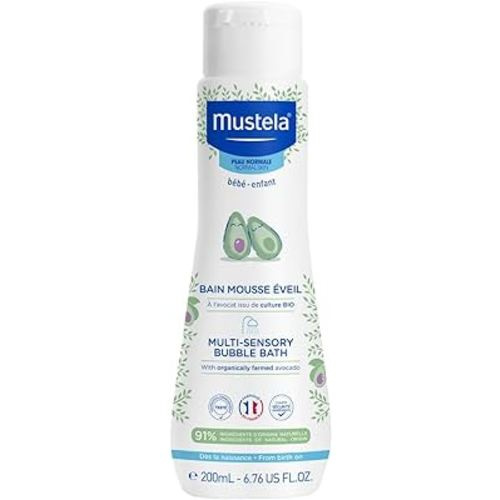 Mustela Baby Multi-Sensory Bubble Bath with Natural Avocado – Biodegradable Formula - 6.76 oz. – Packaging may vary