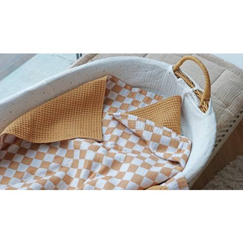 Personalized baby waffle blanket name Newborn blanket custom Muslin baby blanket name Embroidered baby blanket checkered swaddle blanket
