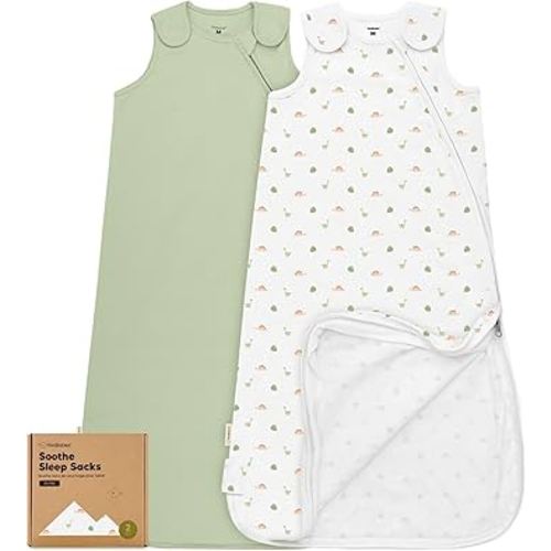 2-Pack Organic Baby Sleep Sacks, 100% Cotton - Soft & Breathable 0.5TOG Baby Wearable Blanket, Toddler Sleeping Sack 6-18 months, Easy to Wear Transitional Swaddles for Newborns, Infants(Roarsome, M)